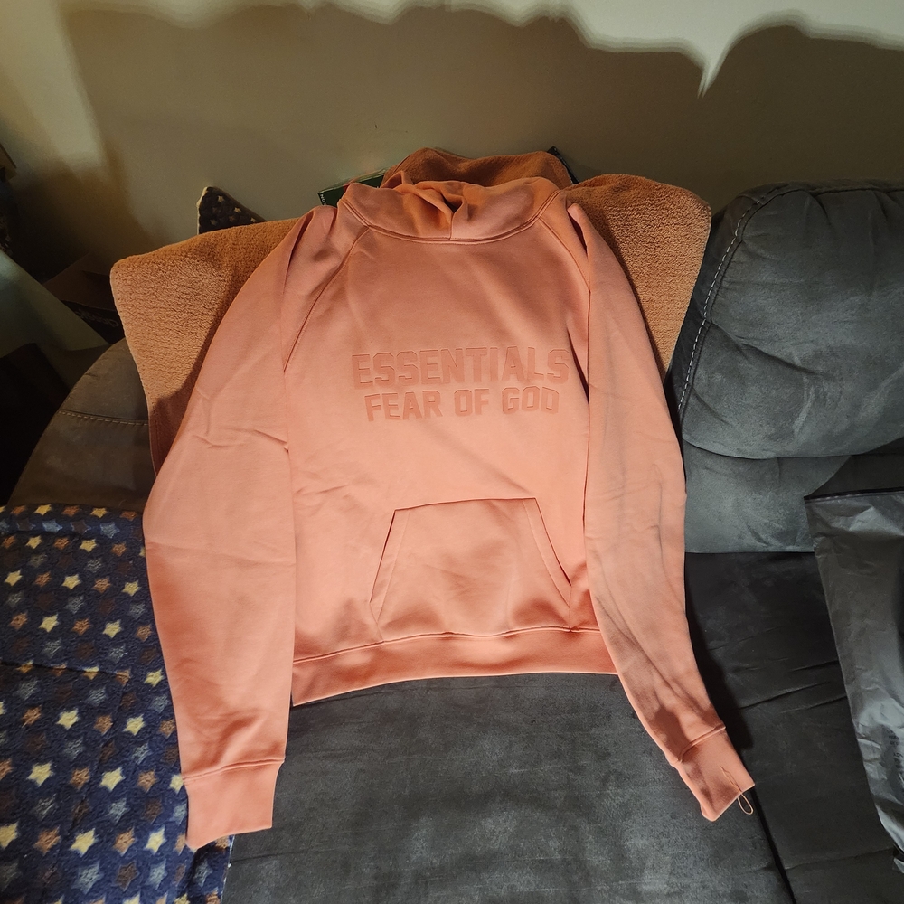 Size Small Essentials Coral Hooded Sweatshirt